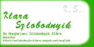 klara szlobodnyik business card